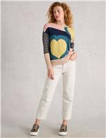Cotton Rich Heart Crew Neck Jumper