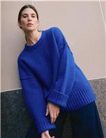 Wool Blend Textured Crew Neck Jumper