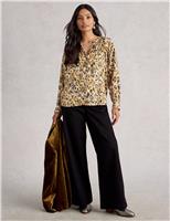 Metallic Printed Button Through Blouse