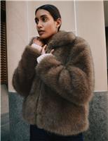 Albaray Faux Fur Jacket Brown Mix