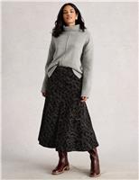 Cord Printed Midi A-Line Skirt
