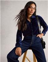 Velvet Collared Button Through Shirt