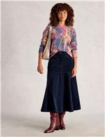 Cord Midi A-Line Skirt