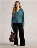 Jersey Embroidered Button Through Shirt