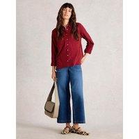 White Stuff Pure Cotton Embroidered Collared Shirt Red