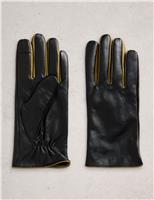 Leather Contrast Trim Gloves