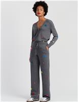 Chinti & Parker Merino Wool with Cashmere Star Cardigan Grey Mix