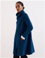 Phase Eight Wool Blend Cowl Neck Knitted Coatigan Teal