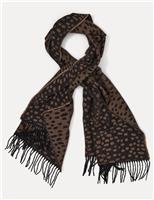 Textured Irregular Spot Fringed Tassel Scarf
