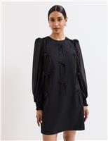 Bow Embellished Mini Shift Dress