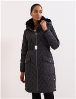 Hooded Belted Puffer Coat