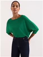 Round Neck Batwing Sleeve Jumper