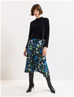 Floral High Neck Midi Jumper Dress