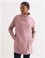 Wool Blend Zip Knit Wrap Coatigan