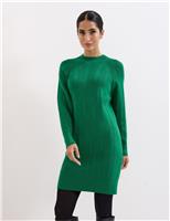 Knitted Textured Round Neck Mini Jumper Dress