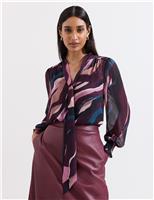 Striped Tie Neck Blouse