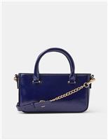 Patent Finish Chain Strap Top Handle Cross Body Bag