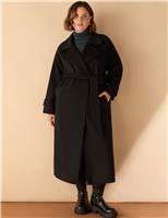 Wool Blend Belted Longline Wrap Coat