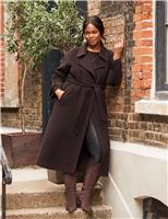 Wool Blend Belted Wrap Coat