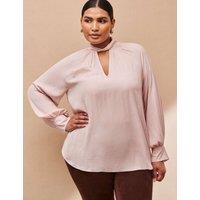 Live Unlimited London Twist V-Neck Blouse Blush