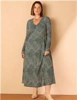 Polka Dot V-Neck Midaxi Skater Dress