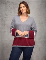 Colour Block V-Neck Jumper