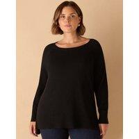 Live Unlimited London Cotton Blend Textured Round Neck Jumper Black