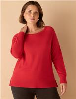 Cotton Blend Textured Round Neck Jumper