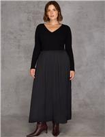 V-Neck Midaxi Tea Dress