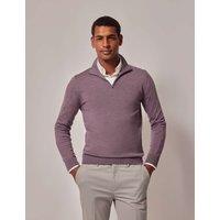 Hawes & Curtis Pure Wool Half Zip Jumper Lilac