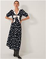 Floral Collared Bow Midi Tea Dress