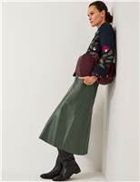 Leather Look Midi A-Line Skirt