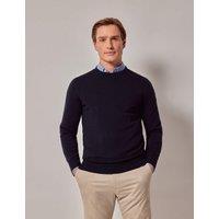 Hawes & Curtis Pure Merino Wool Textured Crew Neck Jumper Navy