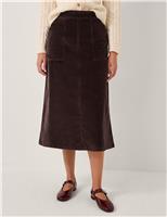 Cord Scallop Trim Midi A-Line Skirt