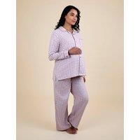 JoJo Maman Bb Maternity Pure Cotton Gingham Pyjama Set Pink Mix
