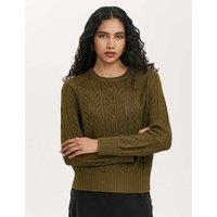 Finery London Pure Cotton Textured Jumper Khaki