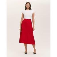 Finery London Crepe Midi A-Line Skirt Red