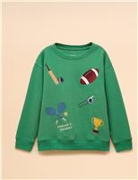 Cotton Rich Sports Embroidered Sweatshirt (1-12 Yrs)