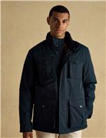 Joules Cotton Rich Waterproof Hooded Raincoat Navy