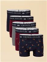 5 Pack Cotton Rich Jersey Printed Boxers