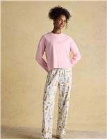 Joules Pure Cotton Dog Print Pyjama Set Cream Mix