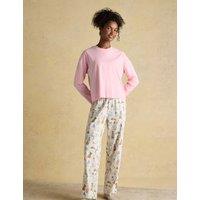 Joules Pure Cotton Dog Print Pyjama Set Cream Mix
