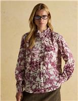 Pure Cotton Printed Frill Detail Blouse