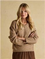 Textured Seam Detail V-Neck Jumper