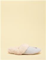 Dog Faux Fur Lined Round Toe Mule Slippers