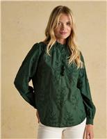 Pure Cotton Embroidered High Neck Blouse