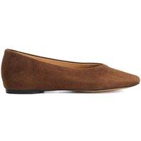 Dune London Suede Flat Ballet Pumps Brown