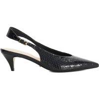Dune London Leather Snakeskin Kitten Heel Slingback Shoes Black