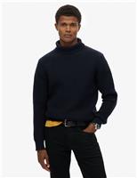 Textured Roll Neck Jumper with Wool