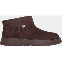 Skechers Slip-In Keepsakes Cozy Mini Leather Ankle Boots Chocolate